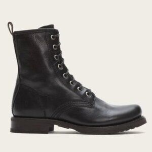 Frye Veronica Black Leather Combat Boots Size 8.5